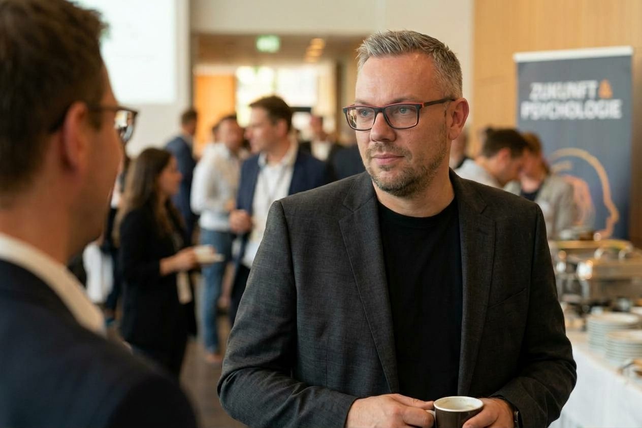 Dr. Benjamin Förster im Gespräch bei einer Fachtagung